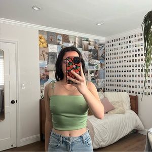 Green Silk Urban Outfitters Top